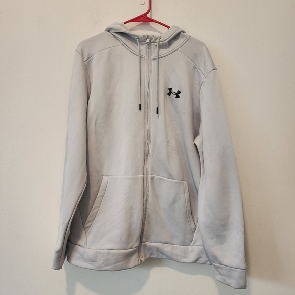 Under Armour Men's UA Armour Fleece Full-Zip Hooded Sweatshirt - Light Blue/Gray - Picture 1 of 10